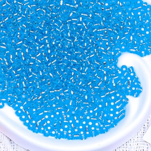 5000pcs Glass Seed Beads, 3mm 8/0 Small Individual Color Seed Beads Mini Pony Bulk for DIY Bracelet Necklaces Wrist Jewelry Making, Frosted Silver Blue - color: Frosted Silver Blue