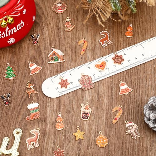 MARFOREVER 40 Pcs/20 Pairs Christmas Charms for Jewelry Making, Gingerbread Man Christmas Enamel Charm Holiday Xmas Bangle Pendants for Bracelet Necklace Earrings Making Accessories - style: Gingerbread Men