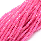 115pcs/strand Dyed Natural Jade Rondelle Beads, 4x2mm Faceted Crystal Stone Smooth Loose Spacer Beads for Jewelry Making Bracelets Earrings DIY Beading Craft Supplies, Deep Pink - color: Deep Pink