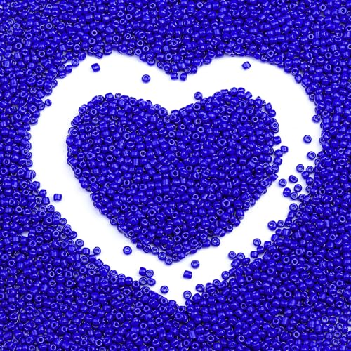 2mm Glass Seed Beads Bulk, Royal Blue 12/0 Tiny Round Seed Bead, Small Mini Pony Craft Beads for Bracelet Necklace Wrist Jewelry Making Beading Weaving DIY Crafts Supplies - color: Royal Blue