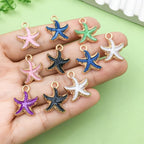 Sailanzi 48pcs Alloy enamel starfish series Pendant Jewelry Making DIY Keychain Earrings Pendant Various Design Charms for Jewelry Making Bracelets Necklace (SN823) - color: SN823