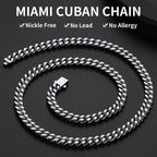 ChainsHouse Stainless Steel Mens Cuban Link Chain, Black/ 18K Gold Plated Miami Cuban Chain Necklace, 5mm/7mm/9mm/12mm/14mm Width, No Tarnish& Durable Hip Hop Mens Jewelry, 18"-30", Send Gift Box - color: a. 7mm width-steel, size: 18 inches