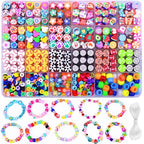 BBita 1000PCS Polymer Clay Beads Bracelet Making kit, 24 Style Cute Fun Sports Ball Beads Baseball Basketball Soccer Rugby Volleyball Football Charms, DIY Bracelet Making kit - color: A5#Style 5