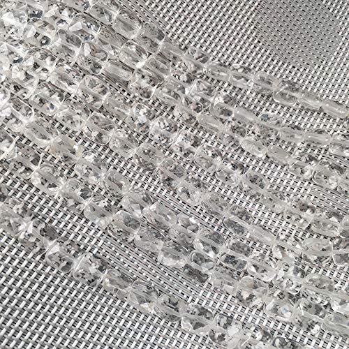 Natural Stone Beads Square Faceted Beading Clear Crystal Gemstone Loose Beads for Jewelry Making 7.9 inches 2 Strands - color: clear crystal