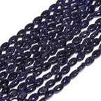 70pcs Natural Blue Sand Stone Beads，4x6mm Egg Shape Loose Gemstone Beads for Jewelry Making Design Earring Necklace - color: blue sand