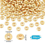 PH PandaHall 200pcs 18K Gold Flat Spacer Beads, 5mm Rondelle Heishi Beads Disc Loose Bead Metal Spacers for Heishi Clay Bead Summer Stackable Necklace Bracelet Jewelry Making - size: 1.5mm