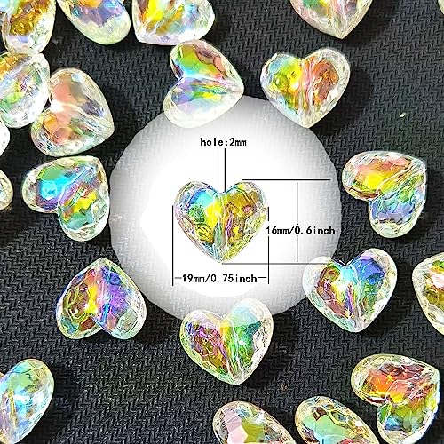 Mixed Lots Shiny AB Color Acrylic Faceted Heart Bead DIY Beading Hairband Bracelets Necklace Craft Embelishment (Clear AB-Heart) - color: Clear AB-Heart