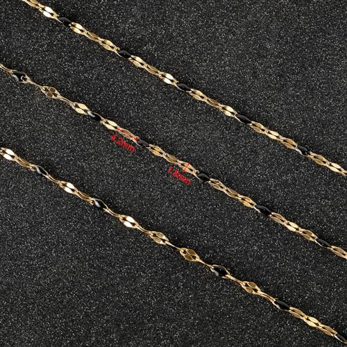 UMAOKANG 16.4 Feet Gold Plated Chain for Jewelry Making, Stainless Steel Chain Roll Necklace Chains Bulk Jewelry Supplies Findings - color: Gold-Black
