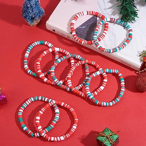 Ornaland Heishi Surfer Bracelets Set Polymer Clay Heishi Beads Stretch Bracelets Multi-Layer Stackable Friendship Bracelets Bohemia Summer Beach Jewelry for Women - color: Christmas style