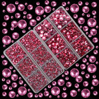10000Pcs 2-Boxes Mixed Size Hot Fix Round Crystals Gems Glass Stones Hotfix Flat Back Rhinestones with Tweezers and Picking Pencil (Fuchsia) - color: Fuchsia, size: 2-Box (10000pcs)