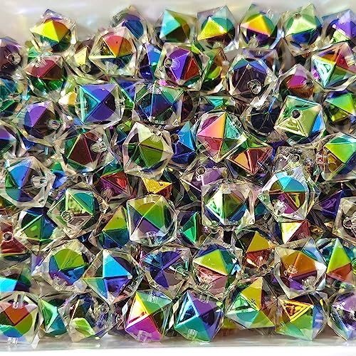 Mixed Lots Shiny AB Color Acrylic Faceted Cube Bead DIY Beading Hairband Bracelets Necklace Craft Embelishment (Gradient-Cube) - color: Gradient-Cube