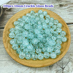 100pcs Crackle Glass Beads 10mm Round Crystal Glass Spacer Crafts Beads for Jewelry Making Necklace Bracelet Earrings DIY Crafts(Light Blue) - color: Light Blue, size: 10mm