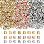 XIANNVXI 500Pcs Square Spacer Beads for Jewelry Making - Smooth Loose Beads for DIY Bracelets & Necklaces (Gold, Silver, Rose Gold) - color: Square spaced beads 3 colors
