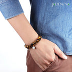 JADENOVA Natural Bead Bracelet Semi Precious Gemstone Beaded Bracelet for Women Healing Crystal Stone Stretch Bracelet Men Couple Bracelets (2pcs,6-8mm/8-10mm) - color: Yellow Tiger Eye, size: 6mm/8mm