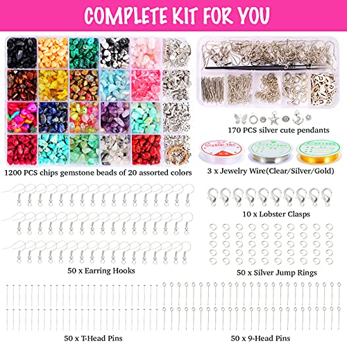 Xmada Jewelry Making Supplies Kit - 1587 PCS Beads, Crystal Beads, Jewelry Pliers, Beading Wire, Earring Hooks, Rings, Bracelets for Girls and Adults