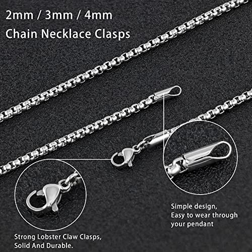Square Rolo Chain Necklace Stainless Steel Round Box Necklace for Men & Women - size: 26 Inches, style: 2 mm Wide