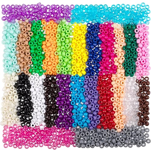 Colourful Plastic Pony Beads for Bracelet for Jewelry Making for Friendship Bracelets 6x9mm Multi-Colored for Beads Hair Braiding DIY Bracelet Necklace Party Decoration Supplies - color: 25 Colors Pony Beads