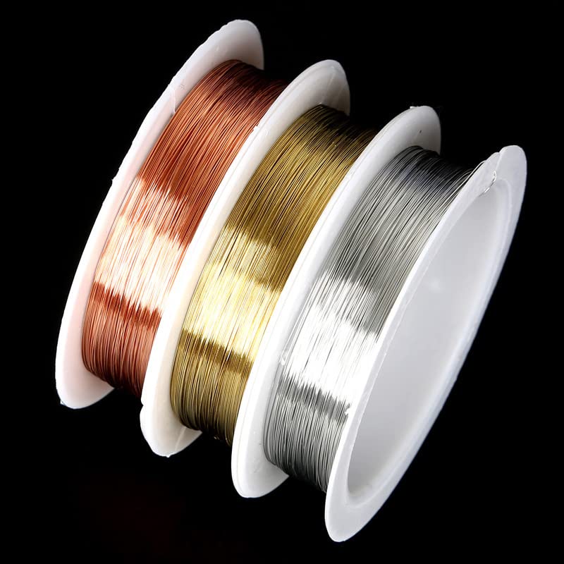 3 Rolls Jewelry Beading Wires, 0.2mm/ 32 Gauge Tarnish Resistant Copper Wires for Jewelry Making Supplies and Craft