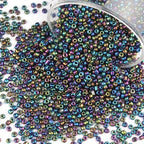 Size 3 mm 8/0 Glass Seed Beads, 5100 Pcs Small Mini Spacer Loose Pony Beads for Jewelry Making and DIY Crafts (Metallic Iris Black) - color: Metallic Iris Black, size: Medium