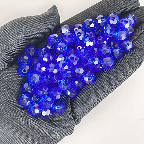 Jmassyang 200 Pieces 6mm Faceted Round Crystal Glass Beads Spacer Beads for Jewelry Making, Bracelets Necklaces Earrings Wind Chimes Suncatchers(Blue) - color: Blue, size: 6mm