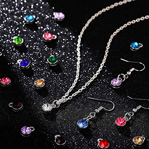 Hicarer 72 Pcs Crystal Birthstone Charms DIY Beads Pendant Crystal Charm for Jewelry Necklace Bracelet Earring Making, 7 mm - color: Light Colors