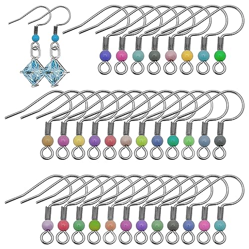 120pcs Hypoallergenic Earring Hooks for Jewelry Making,Ear Wires Fish Hooks French Wire Hooks Colorful Fish Hook Earrings French Ear Wires for DIY Earring Making Supplies Kit(Random Color) - color: Random Color;120PCS