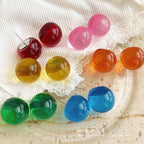 20mm Colorful Round Bead Stud Earrings Resin Transparent Bright Limpid Chuncy Bead Earrings for Women - color: Orange
