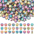 PH PandaHall 244pcs Glass Letter Beads - 10mm Flat Round Alphabet Rondelles, Multicolor Plated Small Spacer Beads for Crafts Key Chains Necklace Jewelry Making