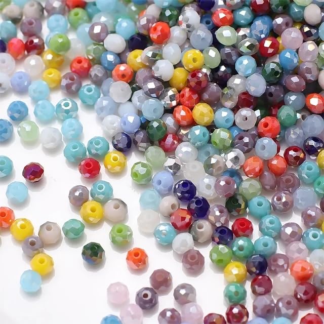 415pcs Rondelle Crystal Glass Beads 2mm 4mm 6mm 8mm Mixed Sizes, Faceted Briolette Spacer Czech Seed Loose Beads for DIY Jewelry Making (Mix 2) - color: Mix 2