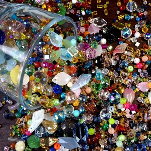 Crystal Beads for Jewelry Making, Mix Assorted Glass Beads assortments Multi-Color Crystal Assortment for DIY Jewelry Making, Bracelets, Necklaces, Keychains, Crafting (4-8-12 Ounces Choose) (4)