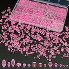 1500 Pcs Crystal Glass Beads for Jewelry Making – 12 Styles Bicone, Rondelle, Cube, Teardrop & 3mm Spacer Beads, DIY Bracelet Necklace Earring Craft Kit with Organizer Box(Light Rose Red) - color: Light Rose Red