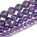 AD Beads Natural Gemstone Smooth Round Loose Beads 15" 4mm 6mm 8mm 10mm 12mm (4mm, Amethyst) - color: Amethyst, size: 4mm