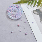 Ipotkitt 665Pcs/box Round Rainbow ABS Plastic Imitation Pearl Beads Gradient Mermaid Pearl Beads for DIY Jewelry Making Accessories - 3x2.5mm - color: 665pcs - Sky Blue Round