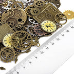 ZOOFOX 300 Gram Gears Charms, Mixed Vintage Bronze Watch Cog Wheel Set, DIY Metal Steampunk Pendant for Crafting, Jewelry Making Accessory