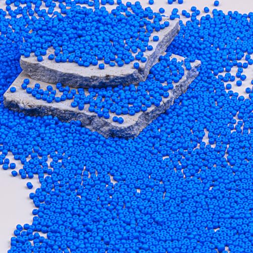 8/0 Glass Seed Beads Bulk, Blue 3mm Tiny Round Craft Seed Bead, Small Mini Pony Beads for Jewelry Making Bracelet Necklace Wrist Beading Weaving Supplies, 2500pcs - color: Blue