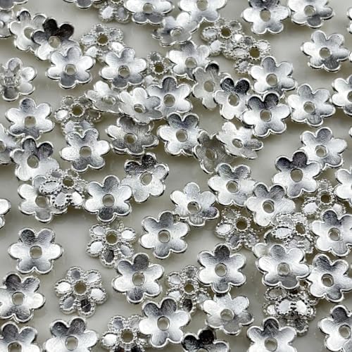 200pcs 8mm Flower Spacer Beads Caps Metal Flower Bead Caps Accessories for Bracelet Necklace Earrings Lanyard Jewelry Making Supplies(Silver) - color: Silver, size: 8mm