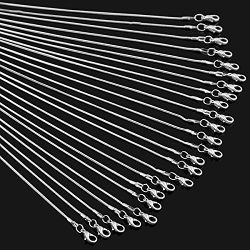 24pcs Chains for Jewelry Making 20 Inch 925 Sterling Silver Plated 1.2mm DIY Snake Chain Bulk Link Necklace with Lobster Clasps - size: 20 Inch