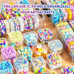 3-Tier Large Capacity Stackable Bead Organizer Box 90 Pcs, Portable Plastic Craft Storage Containers for Jewelry Making, Bracelets, DIY, Nail Art Charms - size: 3-Tier 90 Compartments