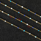 UMAOKANG 33 Feet/10M Blue Mixed Color Bead Chains for Jewelry Making Gold Plated Stainless Steel Soldered Cable Thin Chain on Spool Bracelet DIY Jewelry Findings - color: Blue Mixed Bead-Gold