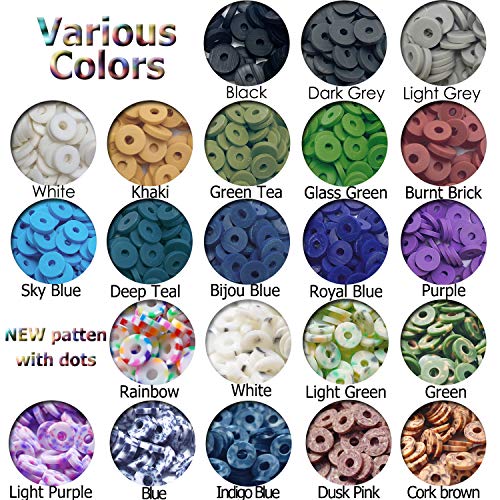 COIRIS 3400 Pcs Vinyl Heishi Beads Environmental Handmade Polymer Clay Spacer 6mm Disk Flat Beads for Surfer Chocker Necklace Bracelet Earrings Jewelry Making(RT-5 MIXB-6) - color: RT-5 MIXB-6