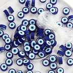 100pcs Evil Eye Polymer Clay 10mm Spacer Beads for Women Jewelry Making DIY Bracelet Necklace Hair Clip Accessories (Blue Evil Eye) - color: Blue Evil Eye
