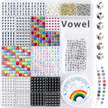 MIIIM 1650 Pcs Pony Beads Letters for Bracelets Making, Vowel-Rich Alphabet Kit with Minimized Rare Characters, 6x7mm Large Hole Square Letter Beads, Numbers (Six Styles) - color: Square Six Style Colors
