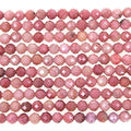 MJDCB 3mm Faceted Natural Rhodonite Round Loose Beads for Jewelry Making DIY Bracelet Necklace - color: Rhodonite