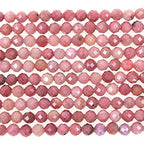 MJDCB 3mm Faceted Natural Rhodonite Round Loose Beads for Jewelry Making DIY Bracelet Necklace - color: Rhodonite