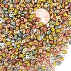 Czech Superduos Two-Hole Seed Beads Super Duo 5mm x 2.5mm, 24GM Tube, Matte Metallics Mix