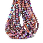 70PCS Natural 8MM Healing Gemstone Colorful Imperial Jasper Energy Stone Round Loose Beads, Semi-Precious Crystal Beads with Free Elastic String for Jewelry Making DIY - color: Colorful Imperial Jasper