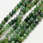 Fashewelry 126pcs 3mm Natural Moss Agate Beads Small Faceted Round Crystal Beads for Bracelet Necklace Earrings DIY Jewelry Making - color: 3mm-Moss Agate