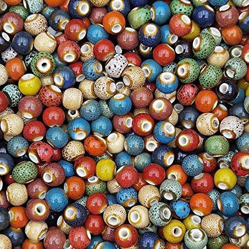 INSPIRELLE 180 Pieces Porcelain Beads Chinese Round Ceramic Beads 8mm for Handmade Jewelry Making Bracelets Necklace Making, Leopard - color: Leopard