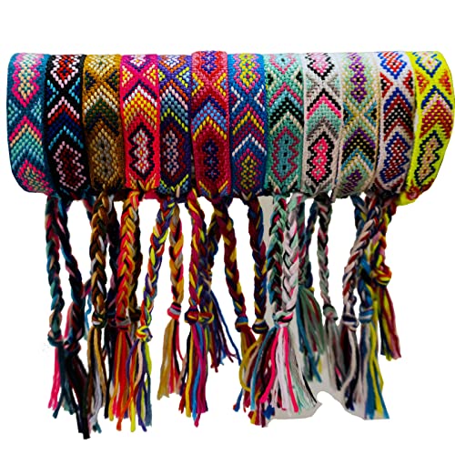 Woven Friendship Bracelets, Braided Bracelets String, Adjustable Nepal Bracelet，Mexico Wave Anklet for Best Friends Kids Women Girls Kids Men, Assorted Colorful（12PCS） - style: style 2