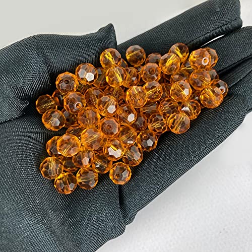 Jmassyang 200 Pieces 6mm Faceted Round Crystal Glass Beads Spacer Beads for Jewelry Making, Bracelets Necklaces Earrings Wind Chimes Suncatchers(Amber) - color: Amber, size: 6mm